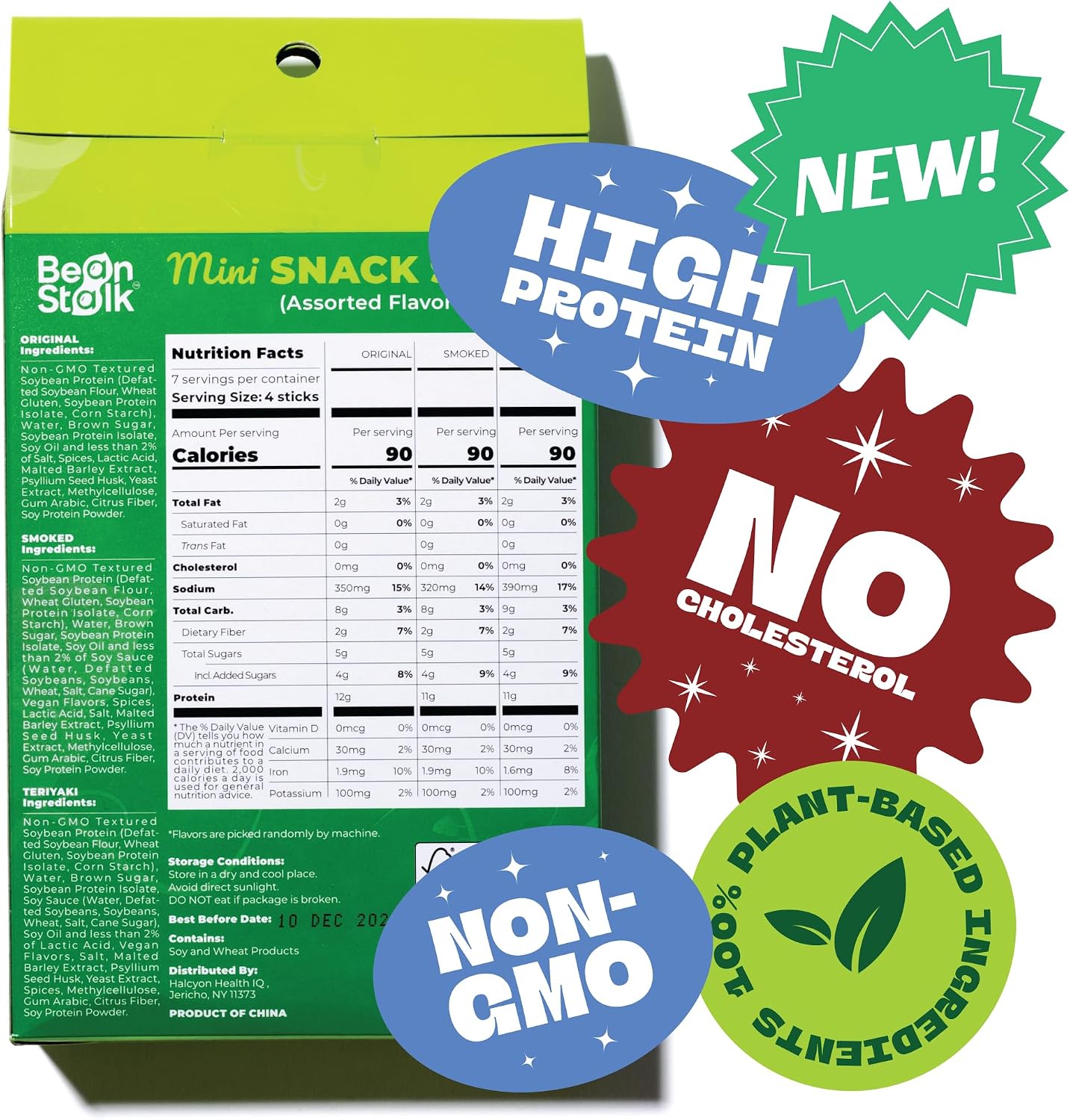 Bean Stalk Savory Vegan mini Snack Sticks - Assorted Flavors - Teriyaki | Smoked | Original - Image 2