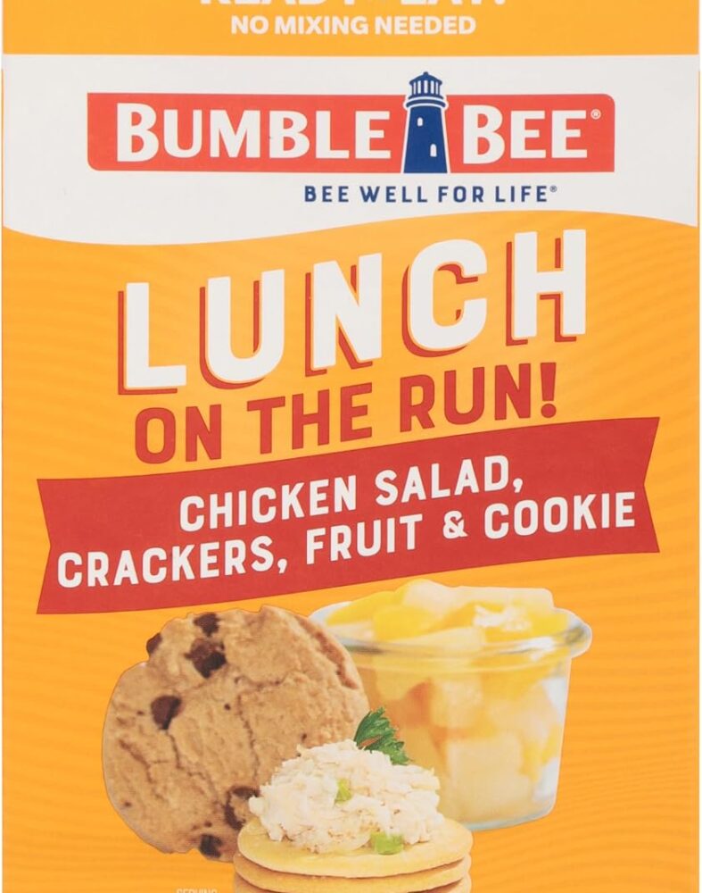 Bumble Bee Lunch On The Run! Chicken Salad Kit | Ready to Eat Easy-Open Canned Chicken Salad with Crackers, Cookie & Mixed Fruit - Shelf Stable & Convenient Protein Meal